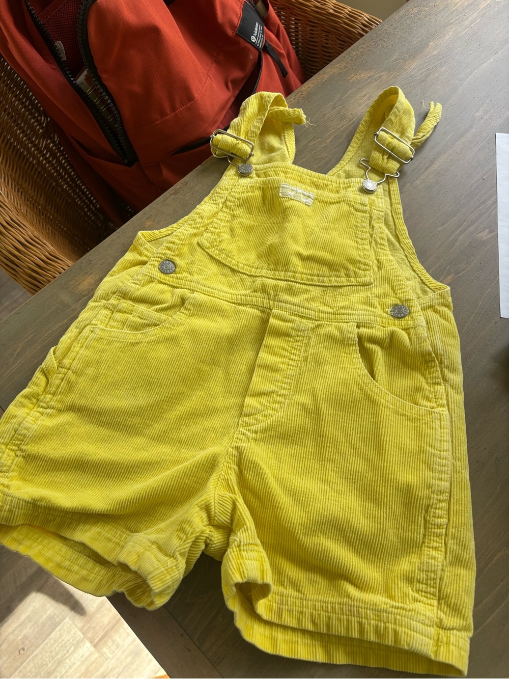 Guess Yellow Corduroy Short Overalls
